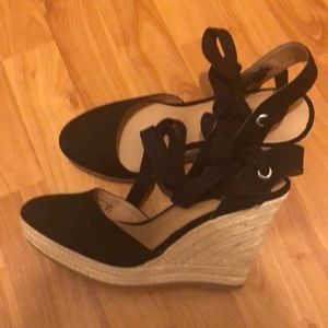 Brash wedge sandal with ankle strap